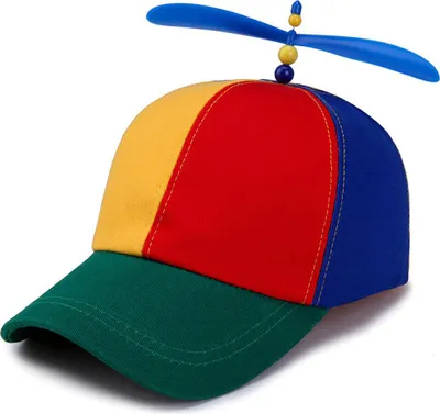 Produktbild von Bunte Propellermütze | 100 % atmungsaktiver Baumwolle Propeller-Mütze | Hubschraubermütze | Hubschrauber-Kappe | Baseball Cap für Erwachsene & Kinder - Größenverstellbar(farbig)
