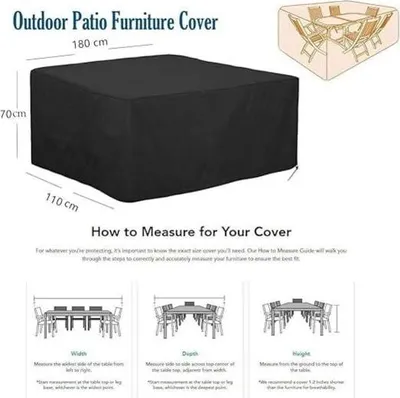 Produktbild von Gartentischabdeckung – 180 x 110 x 70 cm – Wetterfeste und reißfeste Schutzhülle aus 420D Oxford-Gewebe für Gartenmöbel