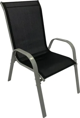 Produktbild von Gartensessel Stapelsessel Metall silbergrau + Textilgewebe schwarz, 4-er Set