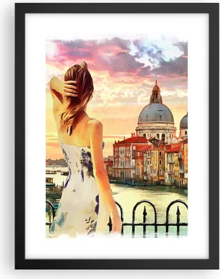 Produktbild von Gerahmtes Poster - Schwarzer Rahmen - Venedig Brücke Wasser - 30x40 cm - Wand Bild - Wanddeko - Wandbilder - Kunstposter - Wandposter - Bilderrahmen - Bilder - Kunstdruck - Wandbild - P2BPA30x40-3495