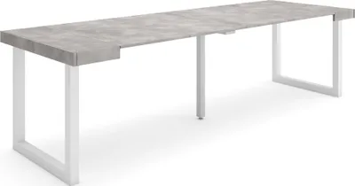 Produktbild von Ausziehbarertisch, 262x90x73cm, Für 12 Gäste, Massivholz Beine, Zementgrau