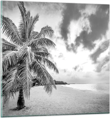 Produktbild von Bilder auf glas - Einteilig - Monochrom Strand Wolken - 30x30cm - Glasbilder - Wandbilder - Bilder - zum Aufhängen bereit - Wanddekoration aus Glas - Glas Bilder - Wandbild auf Glas - GAC30x30-4677