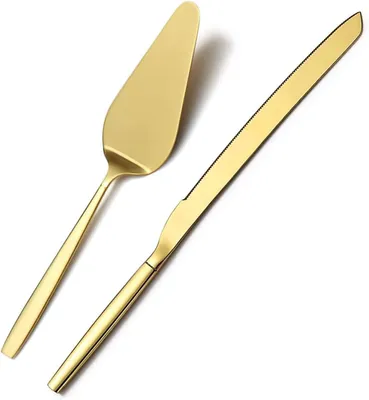 Produktbild von 2-teiliges Edelstahl Tortenbesteck, inklusive Tortenheber, für Hochzeit, Geburtstag, Feiern