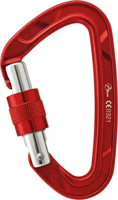 Roter Alukarabiner D CLASSIC Screw von Aliens; geeignet für Klettern; mit Schraubverschluss.