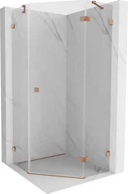 Immagine prodotto di Mexen Lunar cabina doccia pentagonale a battente destra 100 x 100 cm, trasparente, rame spazzolato - 831-100P-100L-65-00-P