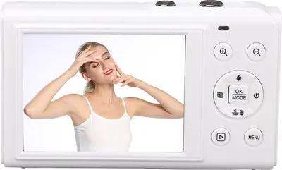 Obrázek produktu pro Digitální fotoaparát LICAEVEY 5K, 80MP fotoaparát s dvojitou obrazovkou, dvojitým objektivem a bleskem, 18x zoom, automatické zaostřování, ochrana proti otřesům Přenosný dobíjecí selfie fotoaparát pro dospívající dívky (bílý)