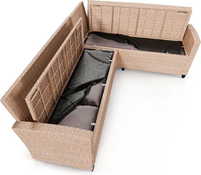 Produktbild von di volio Polyrattan Sitzgruppe ROSSANO - Lounge Gartenmöbel-Set mit Ecksofa, Tisch, Sessel & 2 Hockern - Loungemöbel in Rattan-Optik
