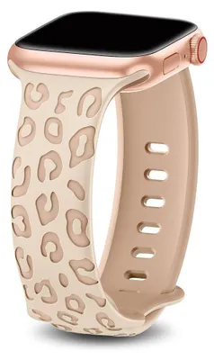 Image de Bracelet pour Apple Watch Series 11 10 9 8 SE 7 6 5 4 3 2 1 Ultra 1/2/3, 42mm-44mm-45mm-46mm-49mm Silicone Rose Motif Léopard