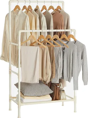 Produktbild von Songmics Kleiderständer, Bodenstehend, Stoff, Eisen, Kunststoff, Weiß, 55 kg, 440 mm, 880 mm