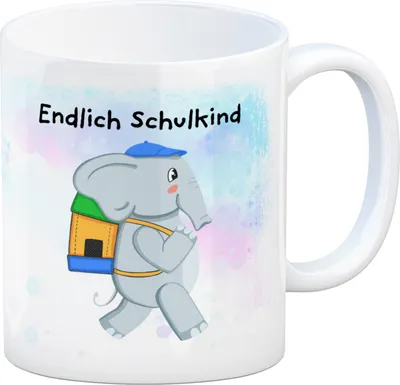 Produktbild von Endlich Schulkind Elefant Kaffeebecher für die Einschulung