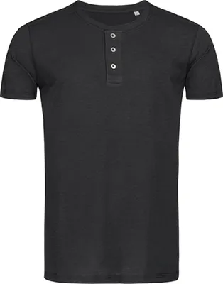 Produktbild von Stedman ST9430 | Herren Shawn Henley T-shirt / Single-Jersey - Farbe: Black Opal - Größe: XL