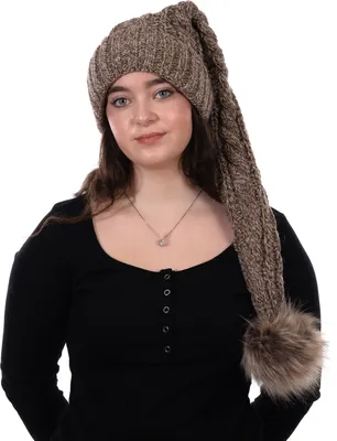 Produktbild von Birendy Beanie A103 braune Mütze Zipfelmütze Pudelmütze Wintermütze