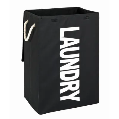 Produktbild von Haku  Laundry Wäschesammler Laurel schwarz weiß Kordel Griffe Deckel Aufdruck