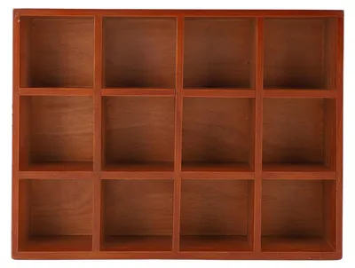 Wandregal aus Holz, 12 Fächer, Vintage-Stil, glänzende Kanten