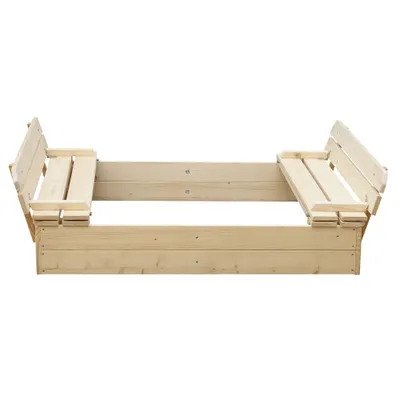 Immagine prodotto di Sabbiera in legno con coperchio pieghevole e panca 118 x 122 x H20 - Timbela M051-1