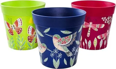 Produktbild von Kleine Plastikblumentöpfe 15cm 3er-Set bunt Innen&Außen