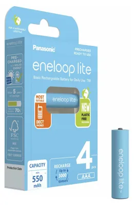 Image de 1x4 Panasonic Eneloop lite Micro 550mAh AAA Ni-MH BK-4LCCE/4BE