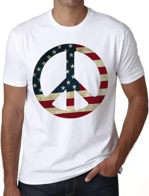 Produktbild von Herren Grafik T-Shirt Peace 2 Usa Öko-Verantwortlich Vintage Jahrgang Kurzarm Lustige Druck Geburtstag Geschenk Mann