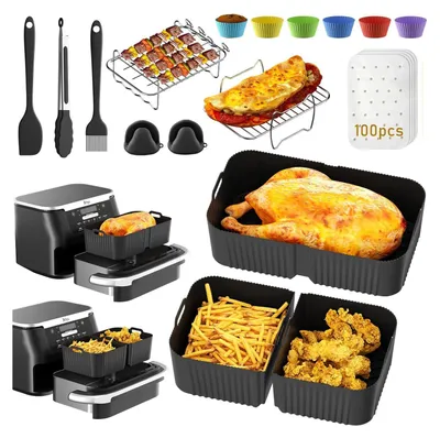 Obrázek produktu pro 17dílná sada příslušenství: silikonová forma na fritézu Ninja Foodi Flex 10,4 l AF500EU (1x 10,4 l a 2x 5,2 l), forma na horkovzdušnou fritézu atd.