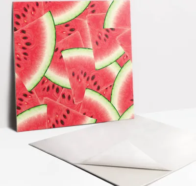 Obrázok produktu pre Samolepiace vinyleové dlaždice - Nálepky na Stenu - Podlahu - Sada 9 Kusov - 30x30 cm - Kousky červeného melounu