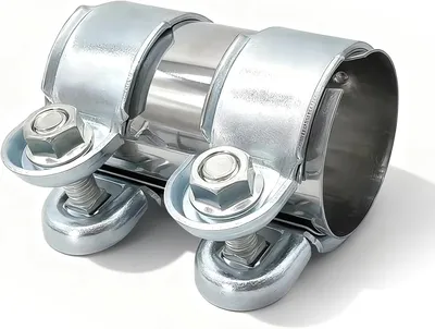Imagen del producto de Abrazadera para tubo de escape de 50 mm, acero inoxidable, con doble sujeción, para salidas de escape de automóviles