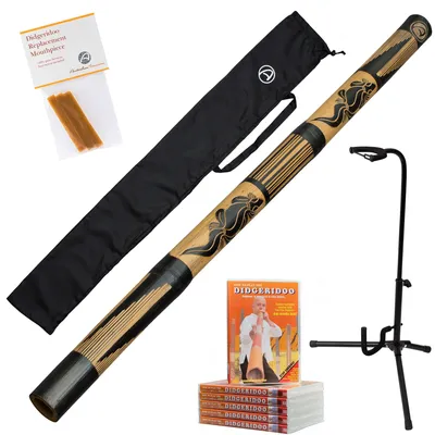 Immagine prodotto di Didgeridoo di bambù 120 cm - Include DVD, borsa, cera d'api e supporto