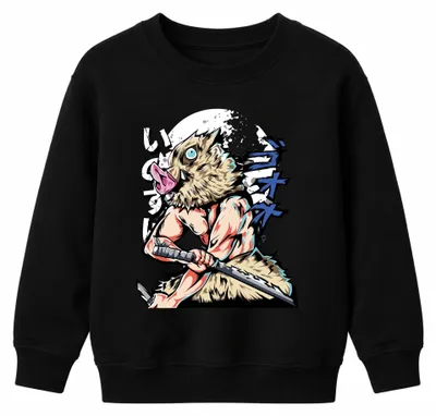 Productafbeelding van Ebermaske Samurai Zwaard Anime Strijder Gespierd Manga Cosplay Uni Kinder Trui, Zwart, 104