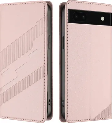 Produktbild von Hülle für Google Pixel 6A, Kunstleder Brieftaschen Handyhülle mit Kartenfach und Standfunktion Pink
