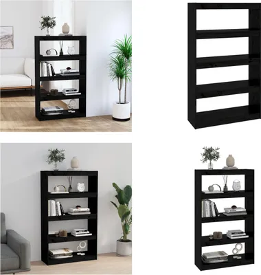 Produktbild von vidaXL Bücherregal Raumteiler Schwarz 80x30x135,5 cm Massivholz Kiefer - Bücherschrank - Bücherschränke - Bücherregal - Aufbewahrungsschrank