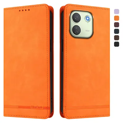 Produktbild von Hülle für Xiaomi Redmi Note 17 Pro Max, Retro Kunstleder Ständer Klapphülle mit Kartenfächer und Magnetische Orange