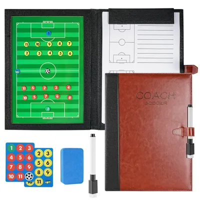 Fußball-Taktikboard, faltbar, magnetisch, tragbar, PU-Leder