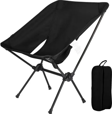 Image de (Noir) Chaise pliante portable pour l'extérieur, chaise de camping pour la pêche en plein air, chaise de plage légère, tissu 900D Oxford, résistant à l'usure, indéchirable