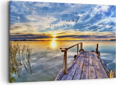 Produktbild von Bild auf Leinwand - Leinwandbild - See Brücke - 120x80cm - Wand Bild - Wanddeko - Wandbilder - Leinwanddruck - Bilder - Kunstdruck - Wanddekoration - Leinwand bilder - Wandkunst - AA120x80-3963