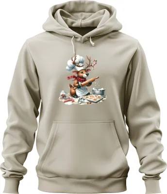 Produktbild von Weihnachtsrentier Kekse Bäcker Backen Kinder Geschenk Winter Uni Hoodie Kapuzenpullover, Natur, XXL