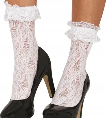 Produktbild von Spitzensocken mit Rüschen WEIß Damen Pin Up Girl Retro Karneval