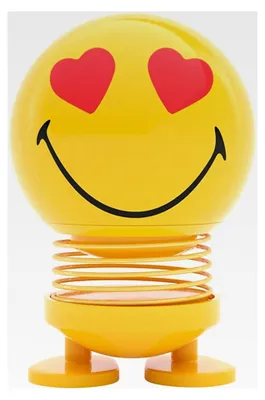 Produktbild von Wackelfigur Smiley Love & Glücksbringer, Skandinavische Deko für Wohnzimmer & Schreibtisch, Büro Gadgets, Kleine Geschenke, 4,5 x 5,6 x 6,6 cm, Klein, Gelb
