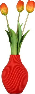 Produktbild von 3D Druck Deko Vase Flasche für Kunstblumen Blumenvase Trockenblumen für Pampasgras Höhe 16cm Rot Vase für Bauklotzblumen