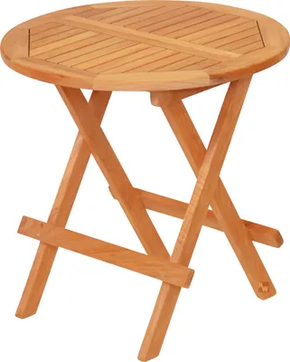 Produktbild von Klapptisch Teak Beistelltisch Capri rund Gartentisch klappbar Balkontisch 50 cm  als wetterfester Ablagetisch aus Teakholz