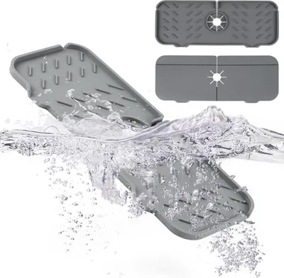 Obrázek produktu pro Silikonová ochrana proti stříkající vodě pro dřez - 38,1 x 14 cm, pomůcky pro dřez - ochrana proti stříkající vodě za kohoutkem, podložka proti odkapávání vody