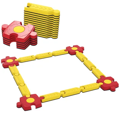 Image de Parcours d'équilibre pour enfants - Jeu d'équilibre - Parcours de motricité - Jeu de développement moteur - Parcours ludique - Jaune/Rouge