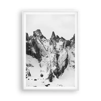 Produktbild von Gerahmtes Poster - Weißer Rahmen - Alpen Schnee Monochrom - 70x100 cm - Wand Bild - Wanddeko - Wandbilder - Kunstposter - Wandposter - Bilderrahmen - Bilder - Kunstdruck - P2WPA70x100-4405