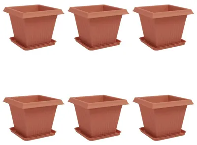 Obrázek produktu pro Květináče 6 pcs Cihlově červená 38 x 38 x 30 cm Plast