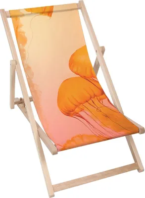Produktbild von Dreamroots Liegestuhl klappbar Holz bis zu 130 kg, Sonnenliege klappbar mit 3-stufiger Neigungsregulierung der Rückenlehne, Jellyfish Orange