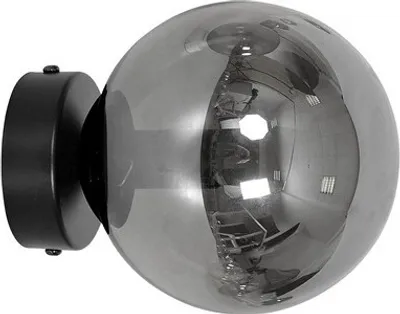 Immagine prodotto di Lampada da parete ROSSI, nera e cromata, 1 attacco E14, 10W, vetro, dimensioni: 15x15x17 cm, grado di protezione IP20, marca Emibig