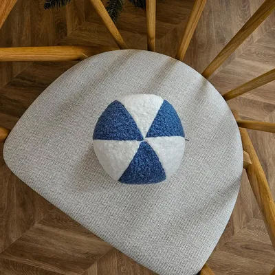 Image de Coussin SOFT LOOP blanc-bleu | Bouclé Ø 20 cm
