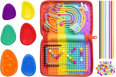 Productafbeelding van Athem Sensorisch speelgoed voor kinderen - Activiteitenbord met 6 sensorische stenen - Fijne motoriek en creatief spelen