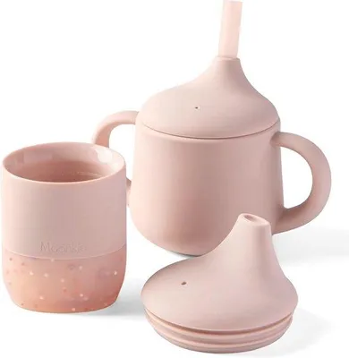 Productafbeelding van Set van 2 Siliconen Drinkbekers voor Baby's - Trainingsbekers met Rietje voor Opgroeiende Kinderen
