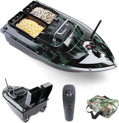 Produktbild von BUDDIE'S® Futterboot 3KG Nutzlast mit 2 Feedern & 500m Reichweite – RC Boot mit Beleuchtung & Fernbedienung – Karpfen Angeln inkl. Aufbewahrungstasche