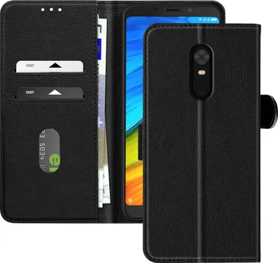 Produktbild von Avizar, Kunstlederetui mit Standfunktion Xiaomi Redmi 5, Schwarz