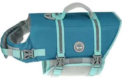 Image de Gilet de natation pour chien, tissu ripstop, aide à la flottabilité, gilet de sauvetage, taille XXS, turquoise, tour de poitrine de 28 à 35 cm